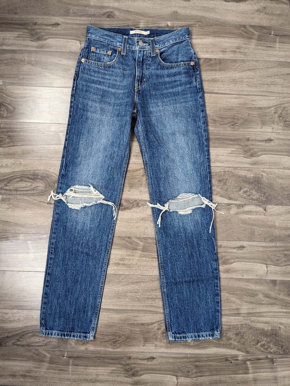 Levi's Women's Jeans Low Pro Straight Size 24 Ripped Knees
